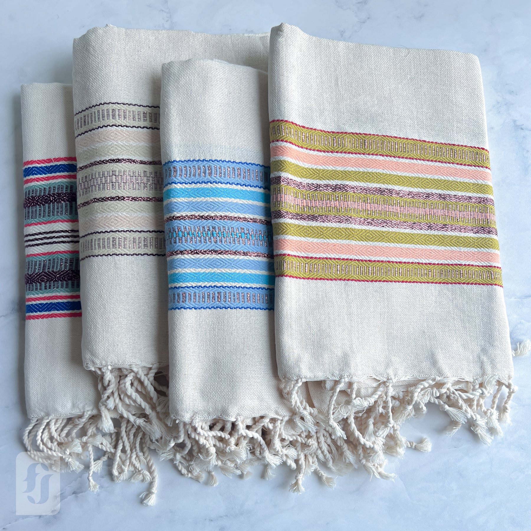 Handmade Lurex Stripe Fouta Towel
