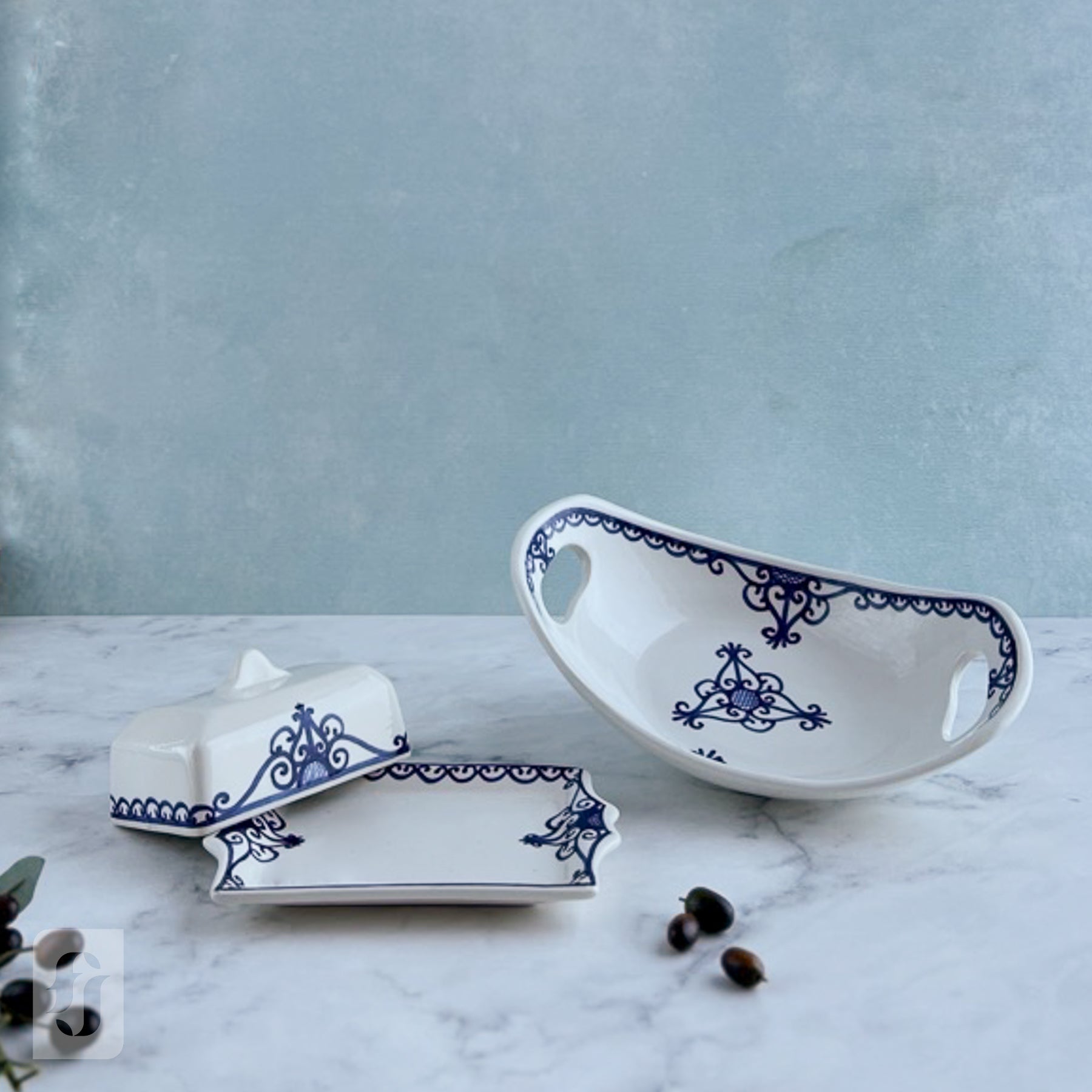 Bread Bowl and Butter Dish